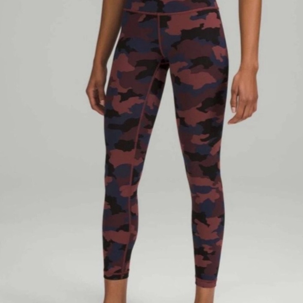 lululemon athletica Wunder Under Pink and Black Leggings Modern Camo - Picture 2 of 6